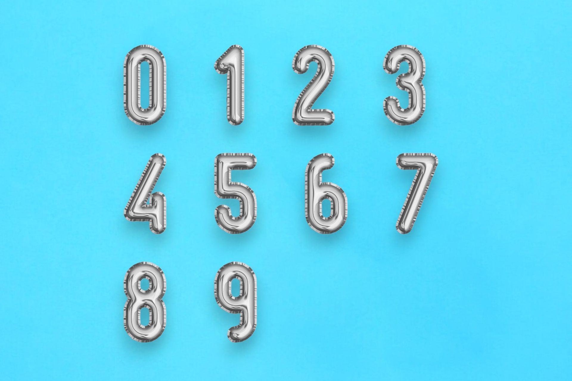 Silver Number Helium Balloon 0171 - Six 6