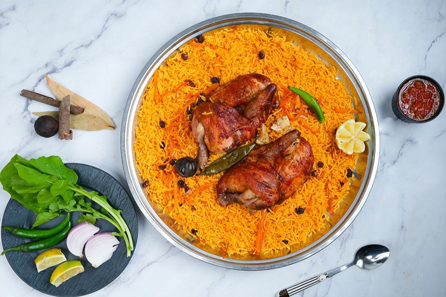 دجاج شواية مع رز بخاري - نصف حبة