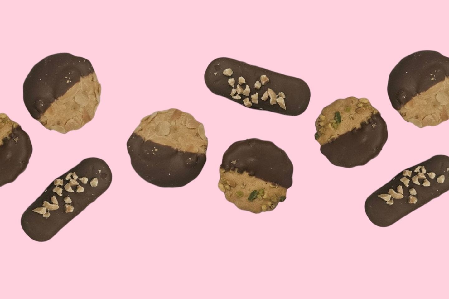 Biscuits Covered With Belgian Chocolate, Pistachios And Almonds - L