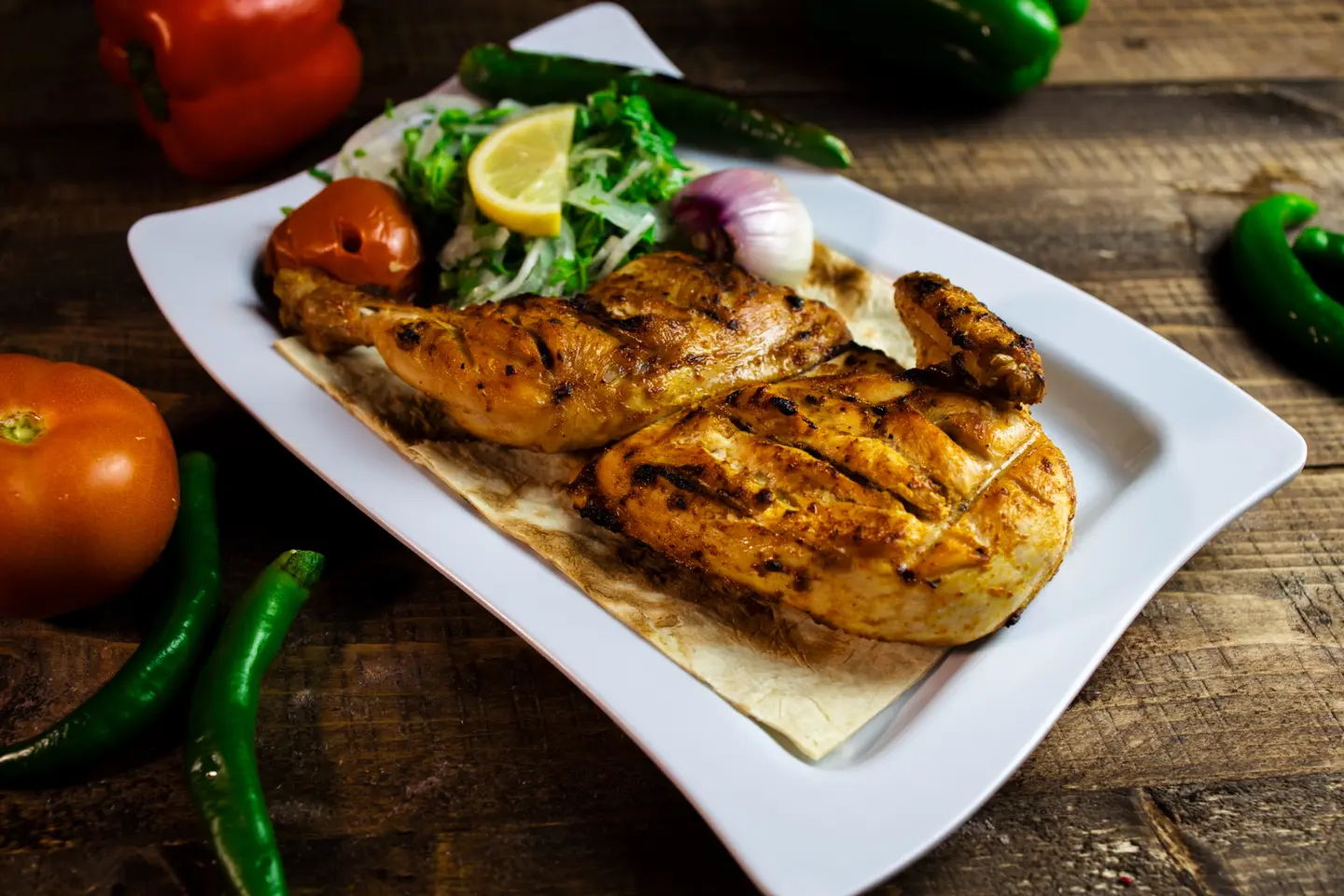 دجاج مشوى بدون أرز - حبة على الفحم سادة