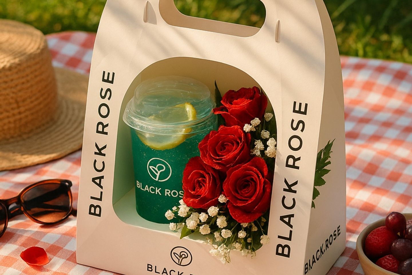 Blue Mojito With Large Rose Holder - Big