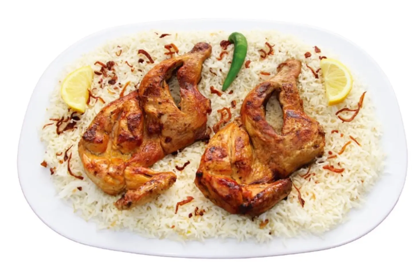 دجاج مظبي مع الرز - نص حبه دجاج مضبي مع الرز