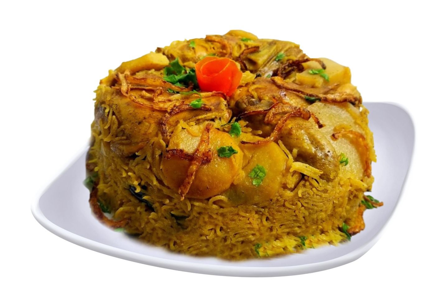 دجاج مقلوبة - نصف مقلوبة