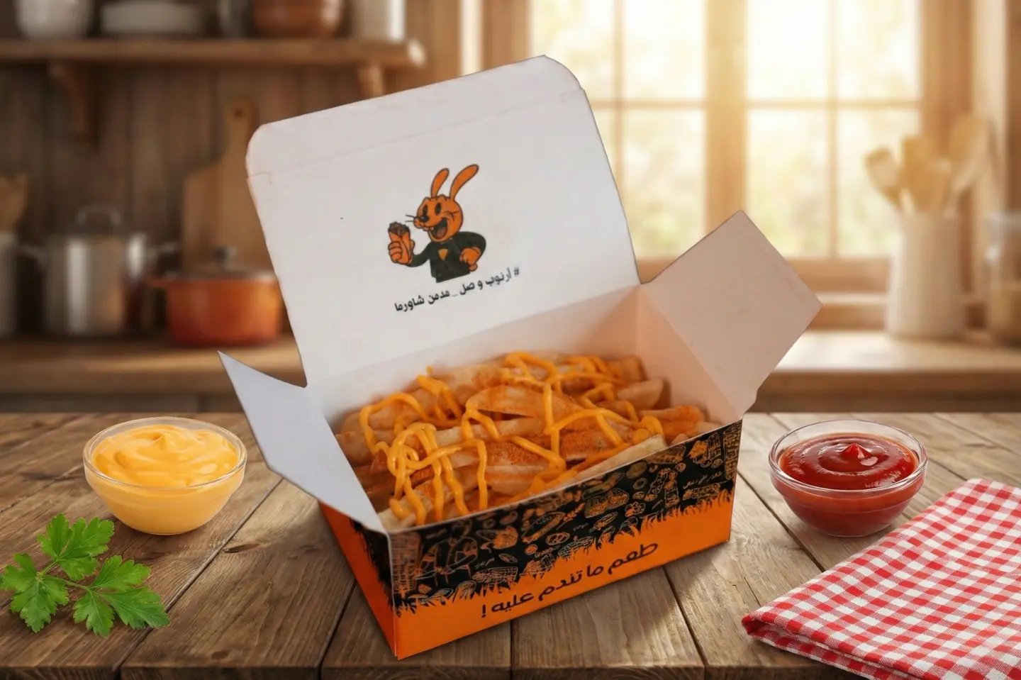 French Fries With Cheddar Sauce - Big