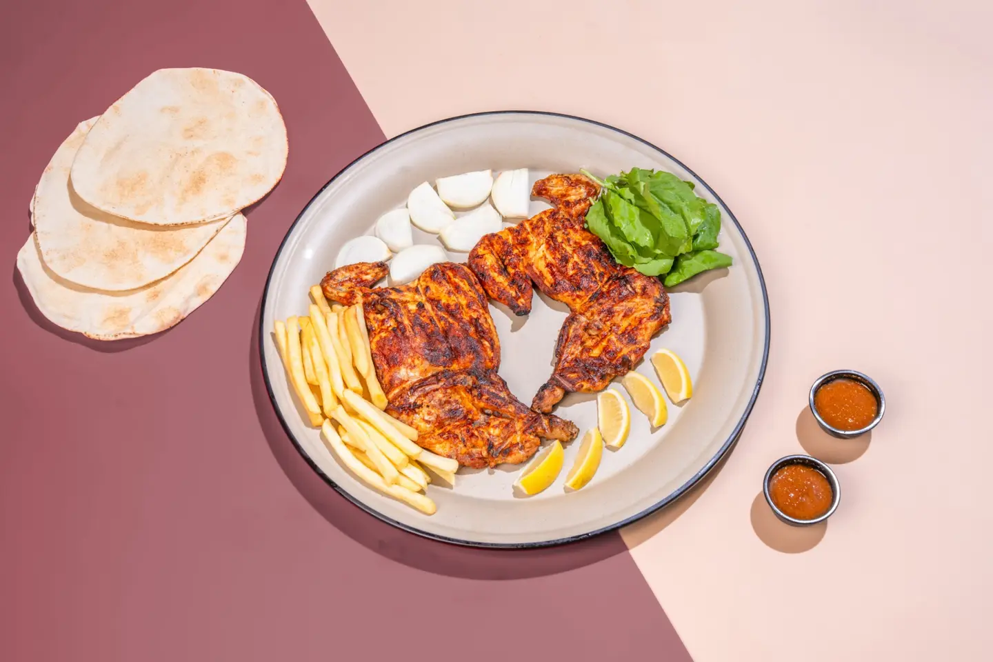 دجاج على الفحم - نص حبة دجاج