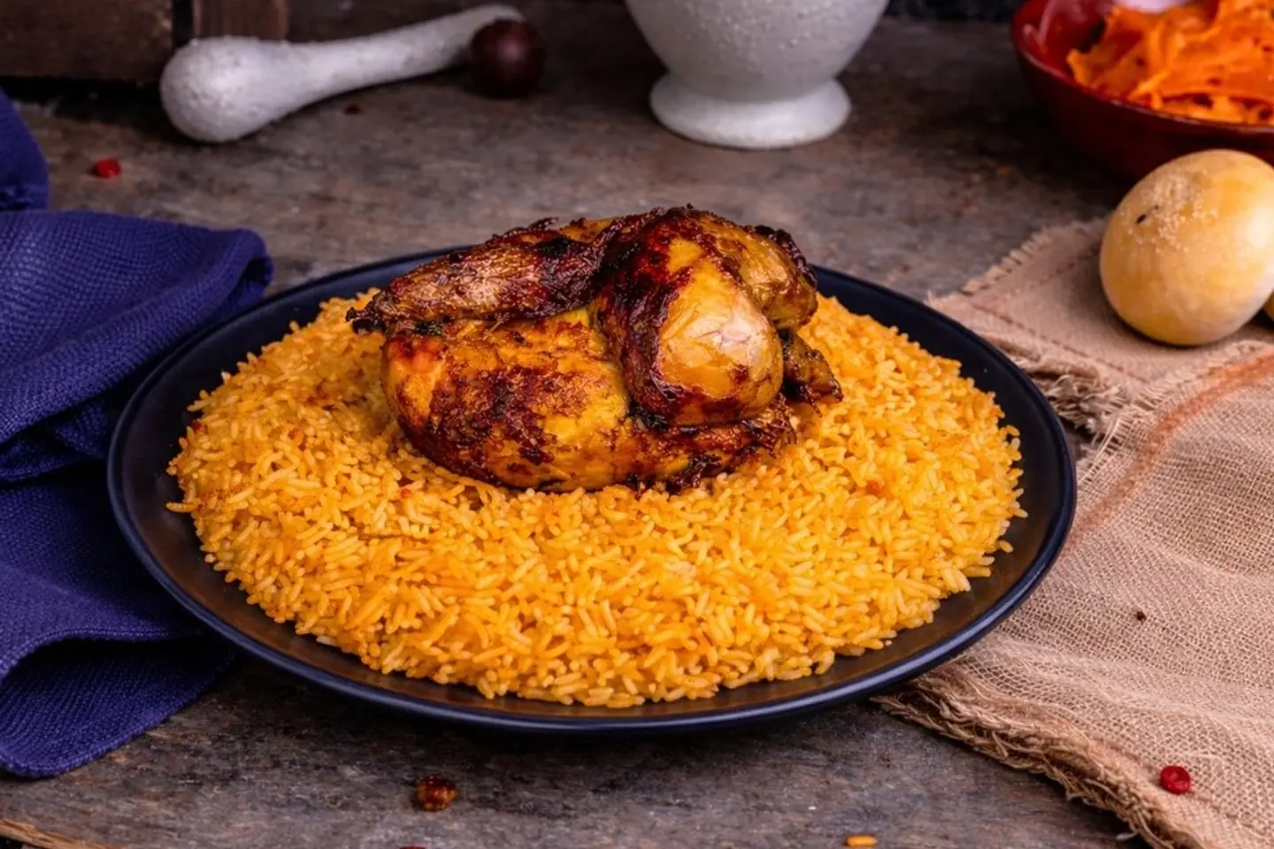 دجاج شواية مع رز امريكي - ربع دجاجة