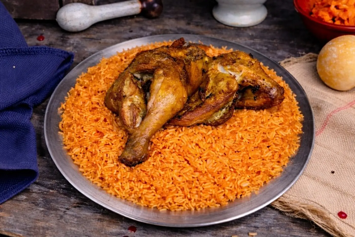 دجاج مقلي مع رز امريكي - دجاجة كاملة