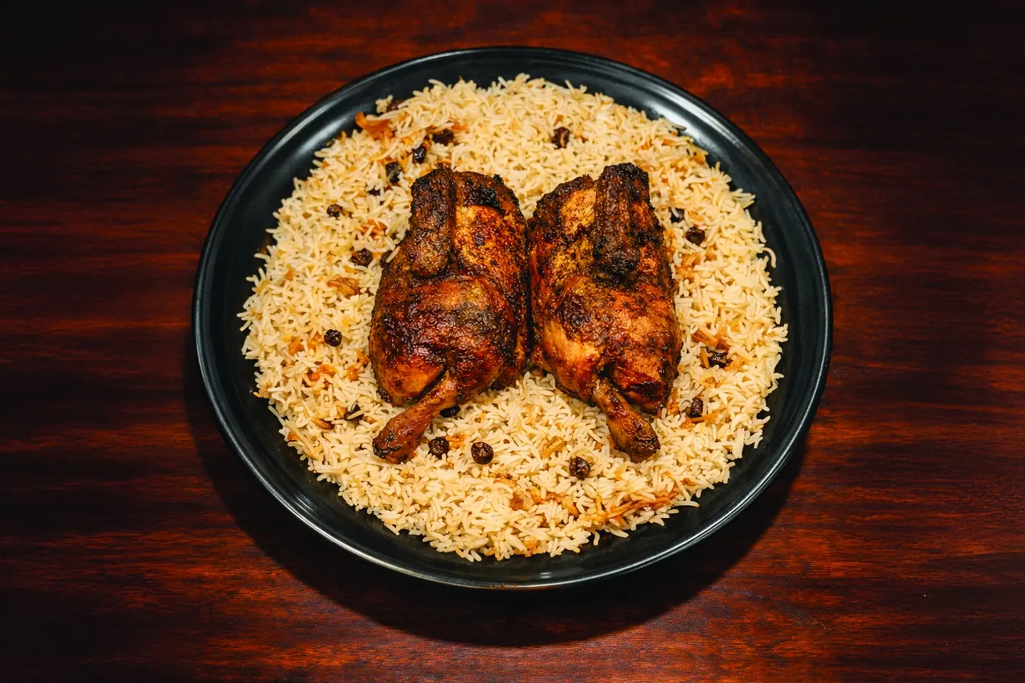 دجاج شواية مع رز ابيض مزه - نصف دجاجة