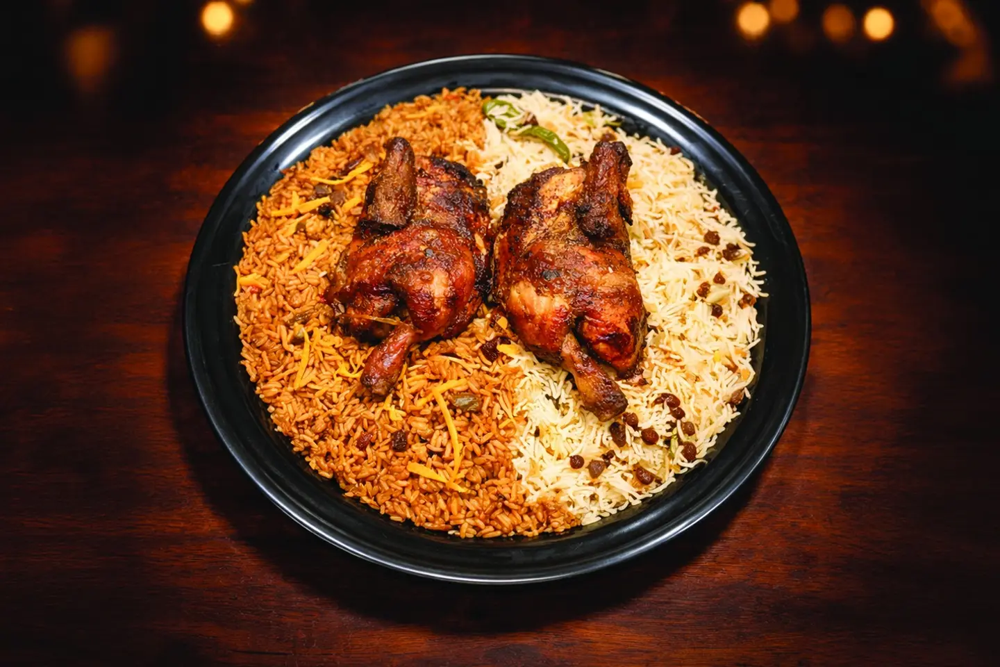 دجاج شواية مع رز مشكل - نصف دجاجة