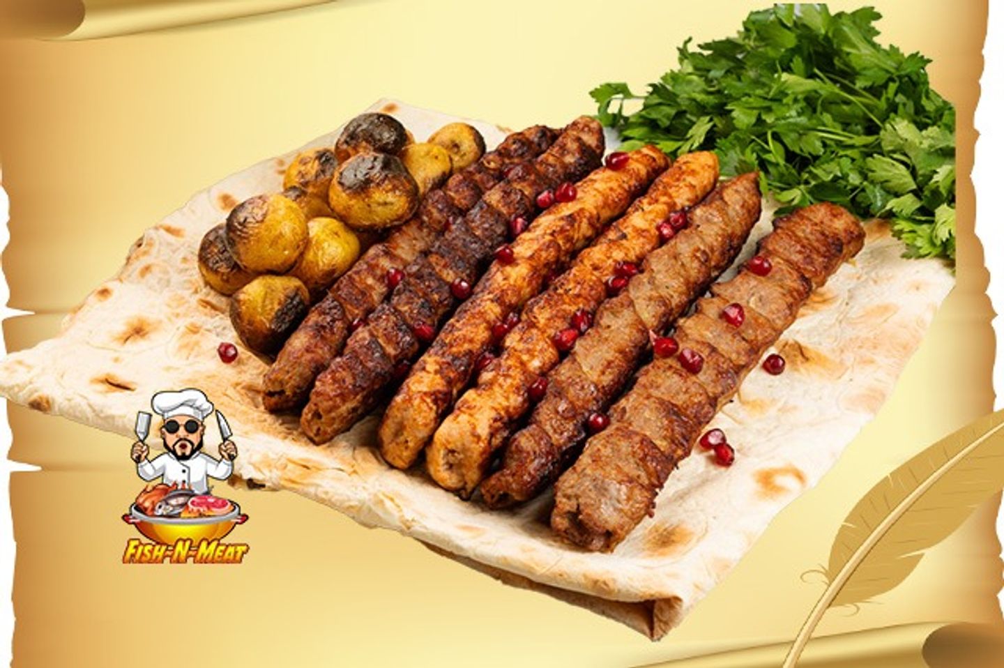 Kababs Mix - 3x Kabab Skewers Mix 1 Chicken 1 Fish 1 Meat