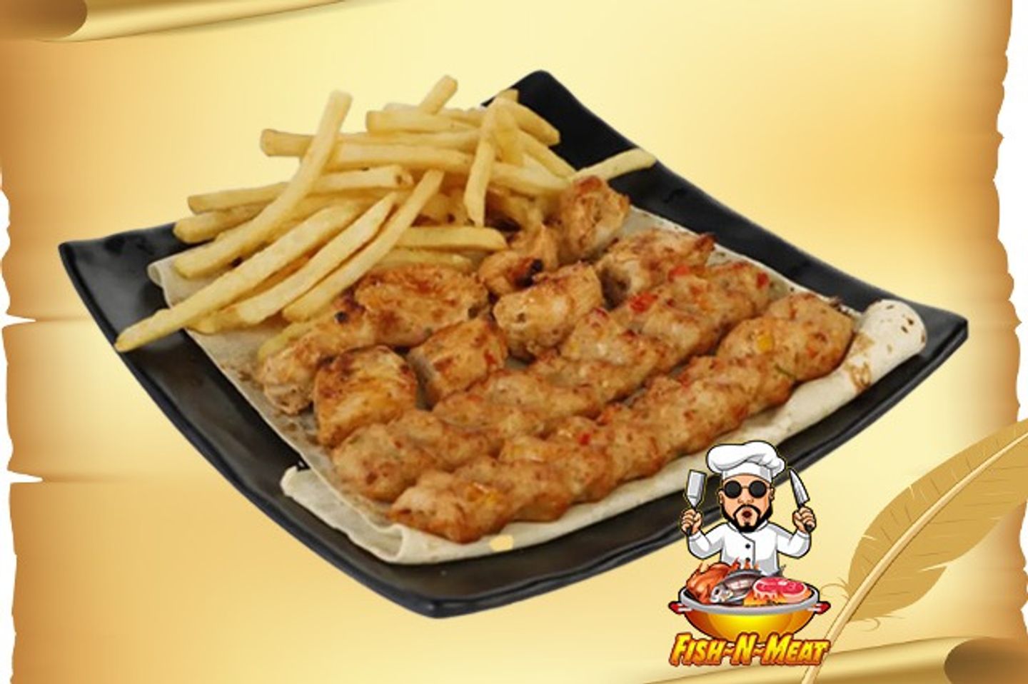Chicken Grills Mix - 4 Chicken Skewers 2x Kabab 2x Awsal
