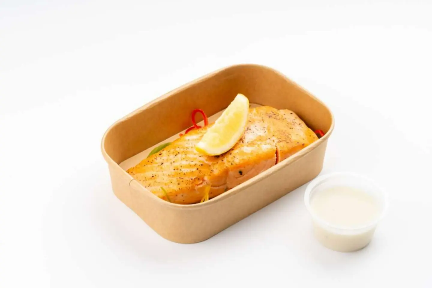Grilled Salmon With Lemon Garlic Sauce - 100 Grams Of Rice And Protein