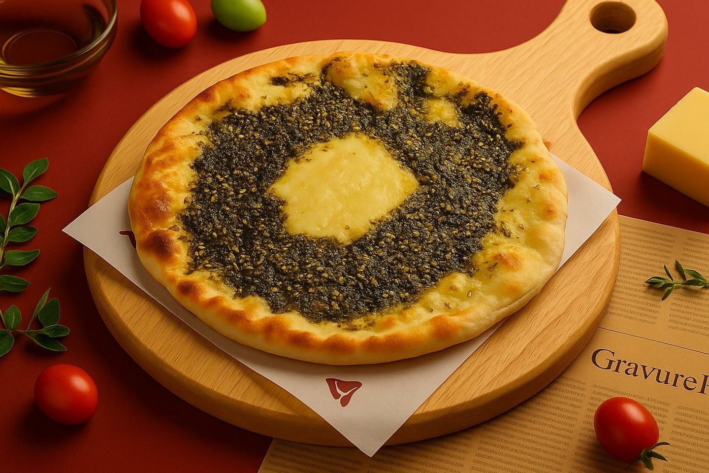 Akkawi Cheese With Thyme - Mashrouh Thin Dough Larger Size