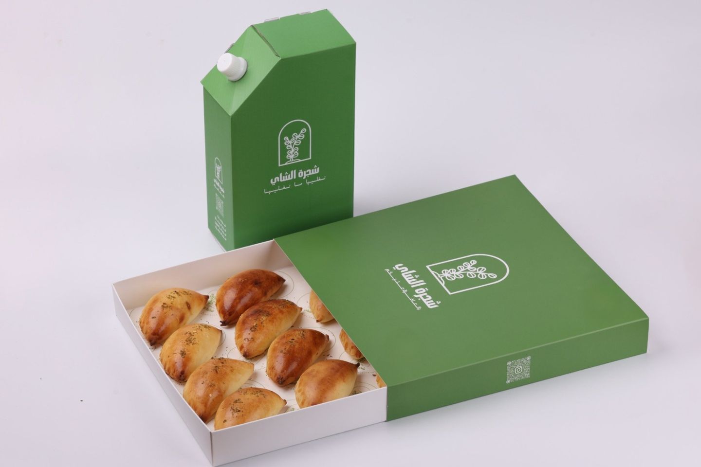 Box Of Pastries With Your Favorite Drink - With Red Tea