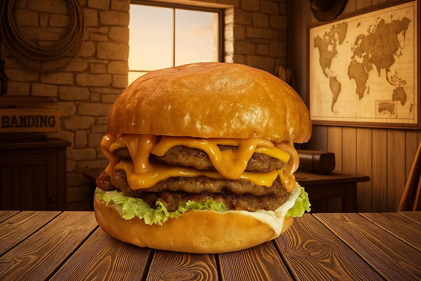 برجر لحم بقري تربل - بدون وجبة