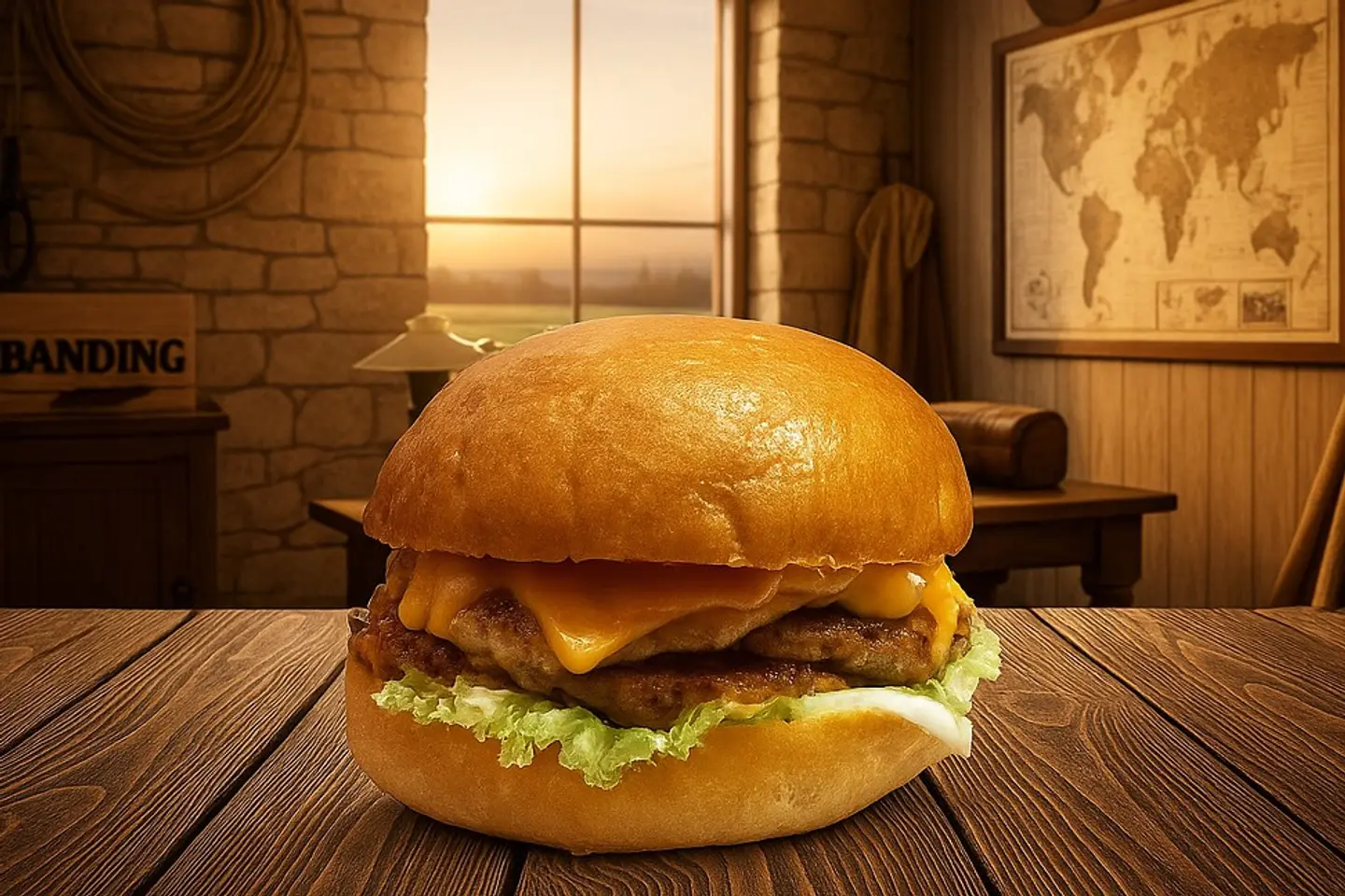 برجر حاشي طازج دبل - بدون وجبة