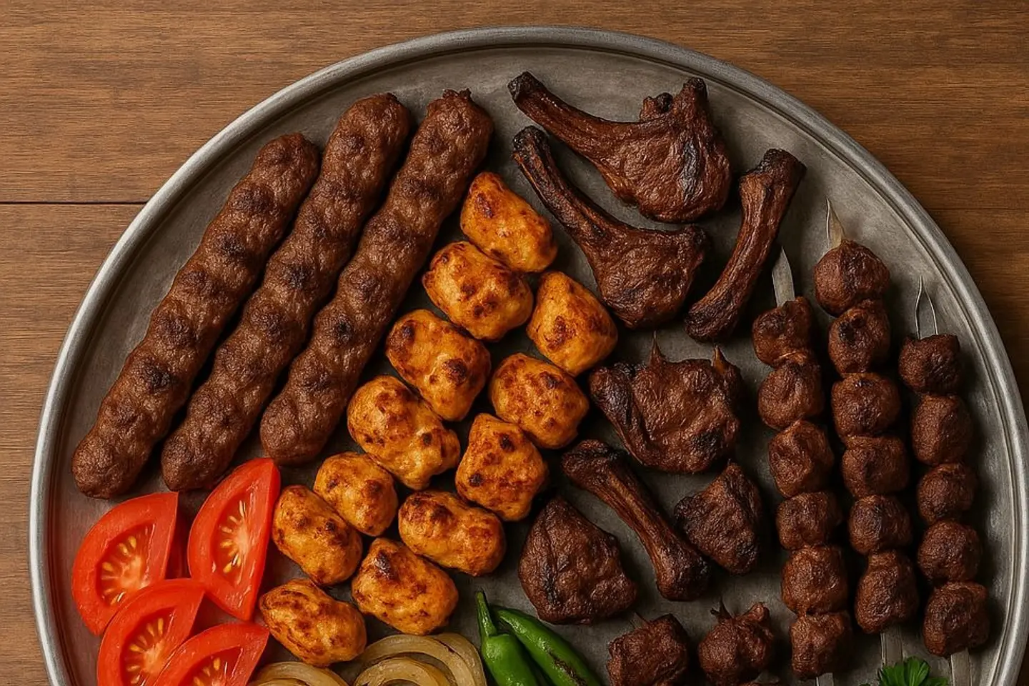 A Tray Of Grills - Ajda Nas Tray Chicken Hawawsh Shish Tawok Kebab Tarb With Rice And Salads