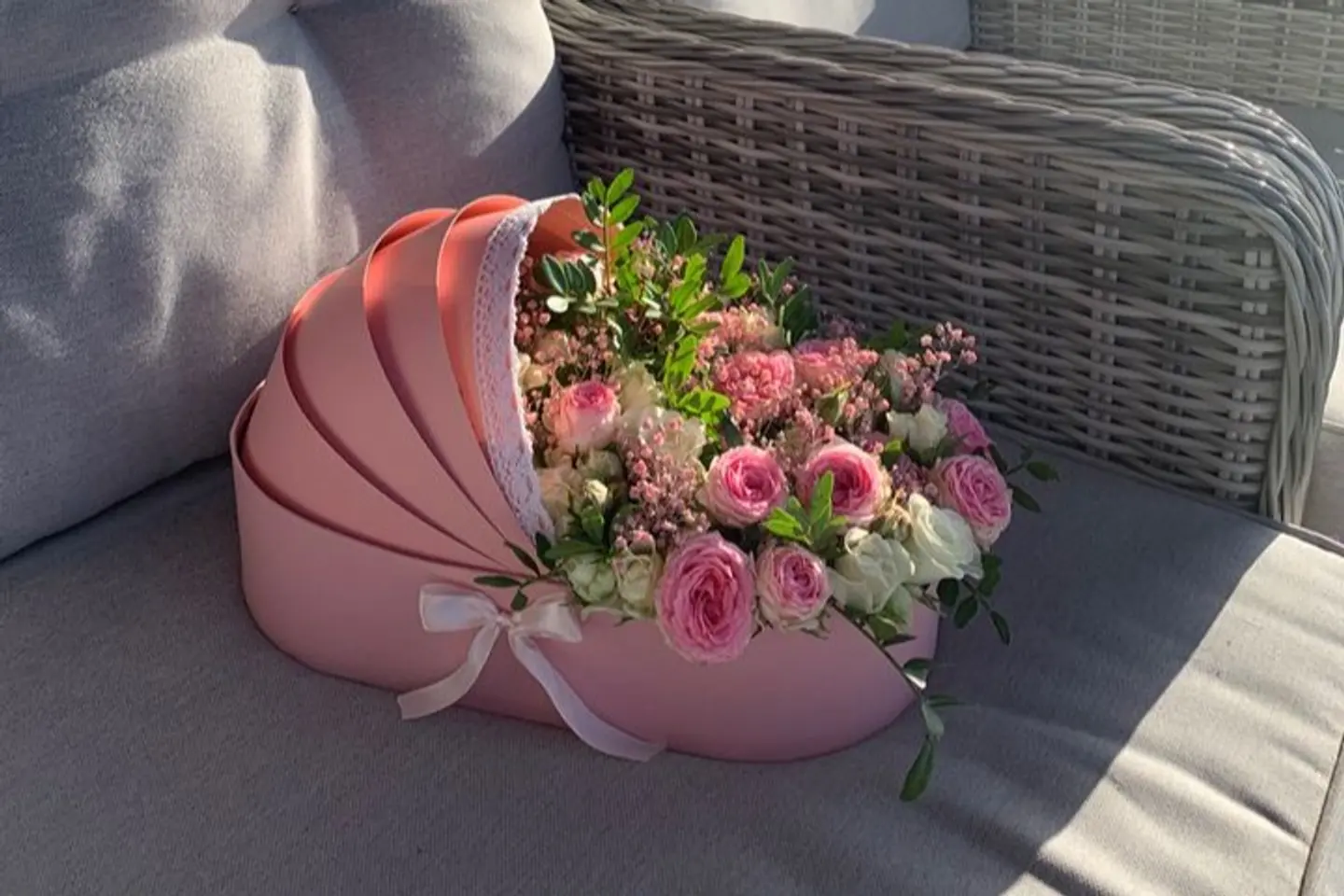 Pink Baby Bed - White Mix