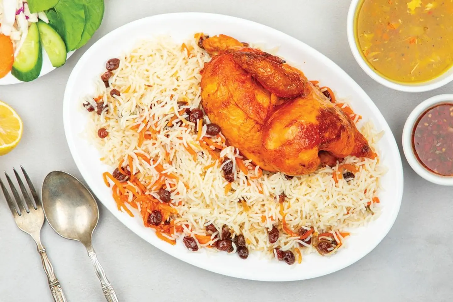 نصف دجاج شواية مع الرز - بخاري