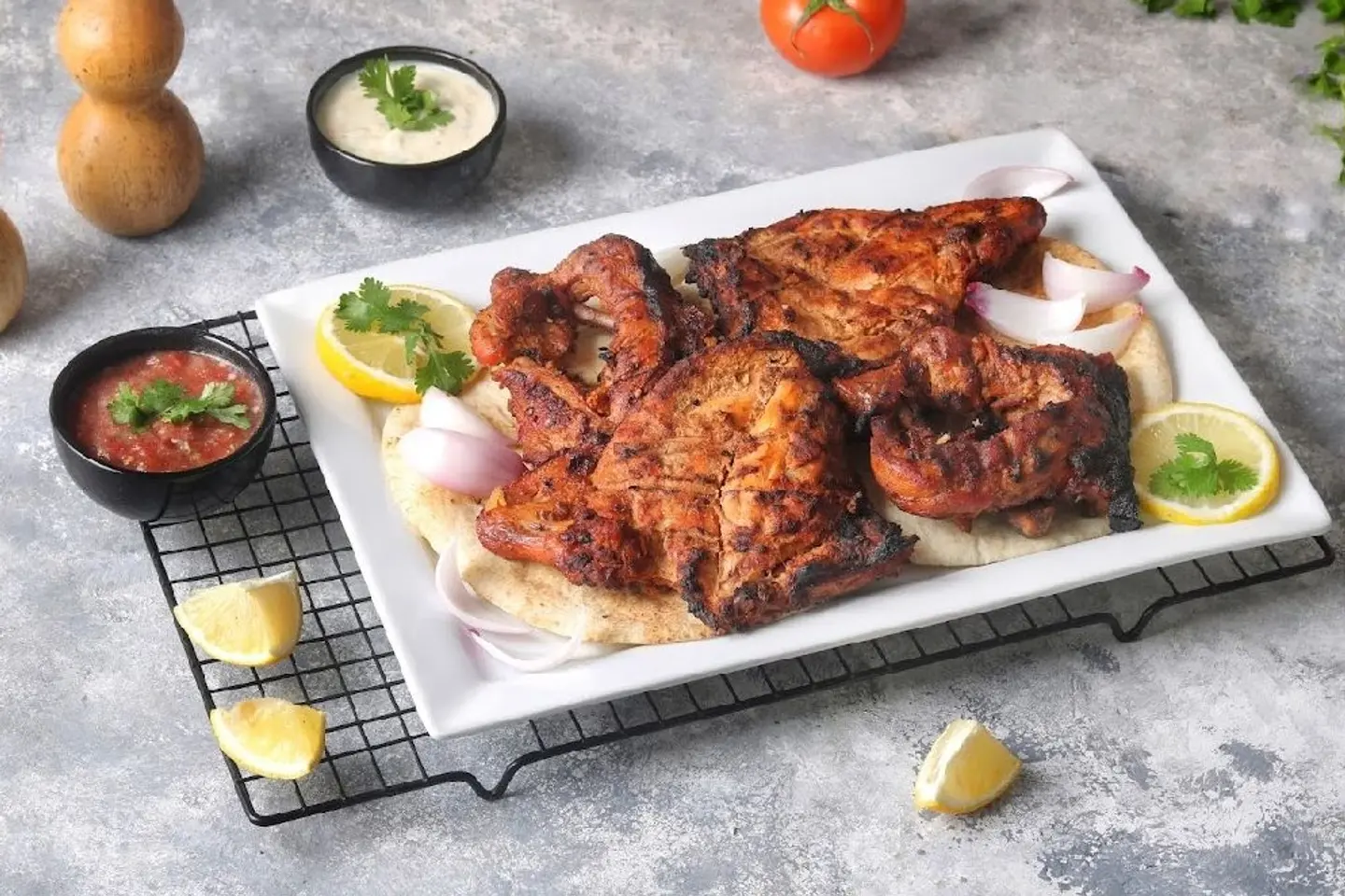 دجاجة على الفحم بدون رز - نص حبة دجاج