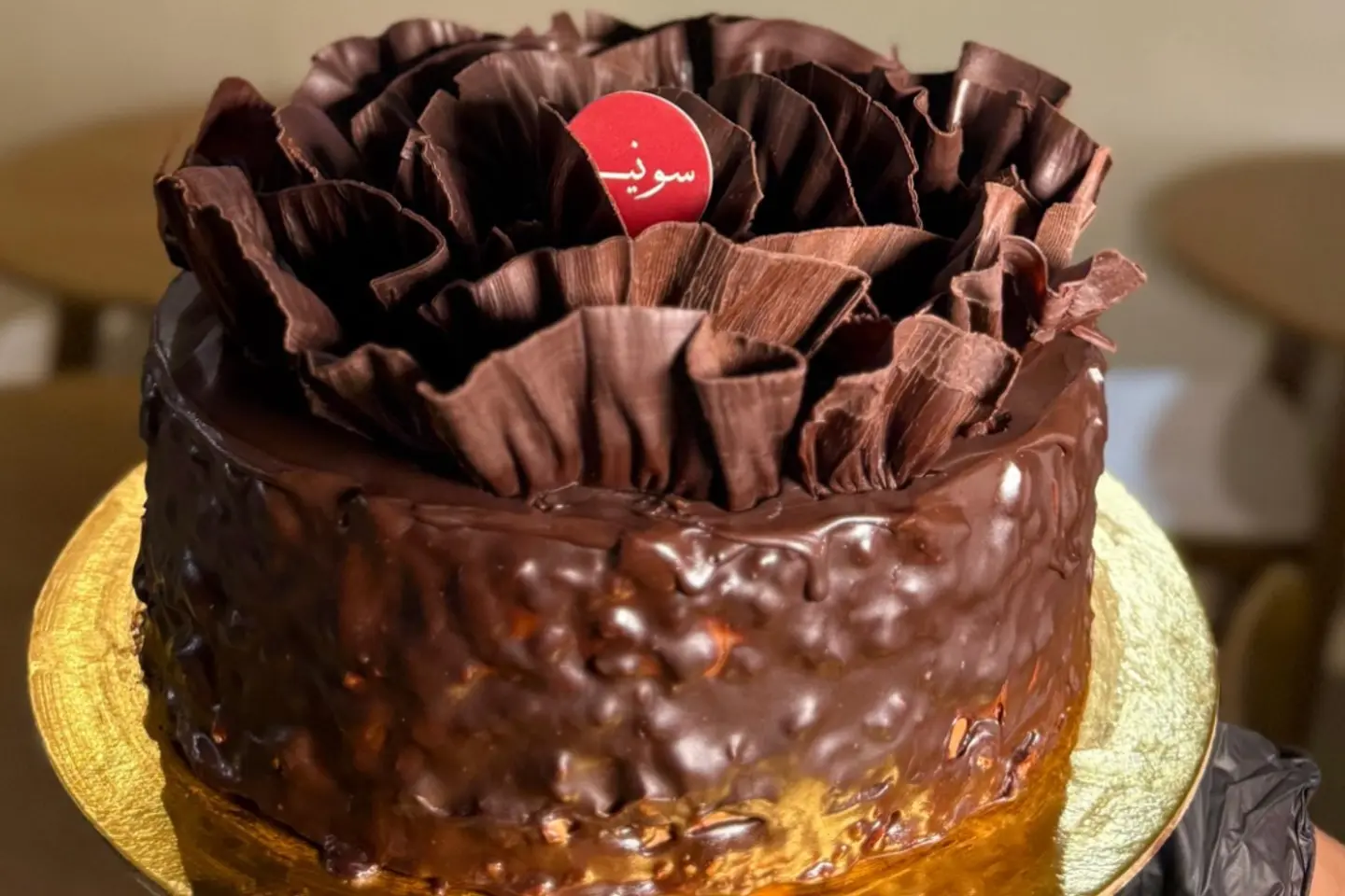 تشوكلت رازبيري كيك - ٤ آنش مع طباعة عبارة، الرجاء كتابتها بالملاحظات