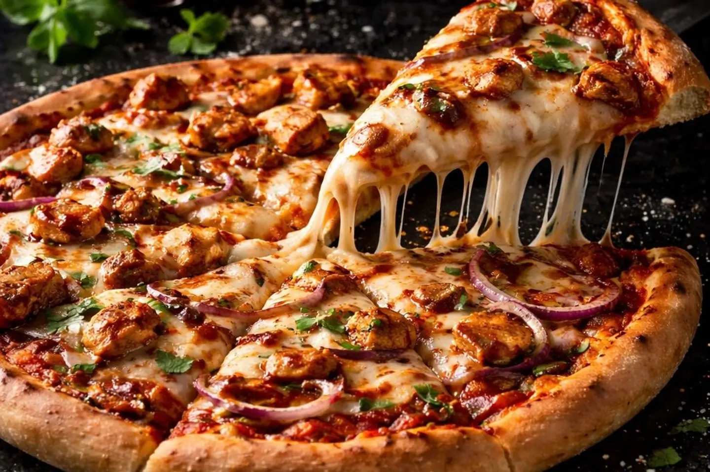 بيتزا دجاج الباربيكيو - وسط