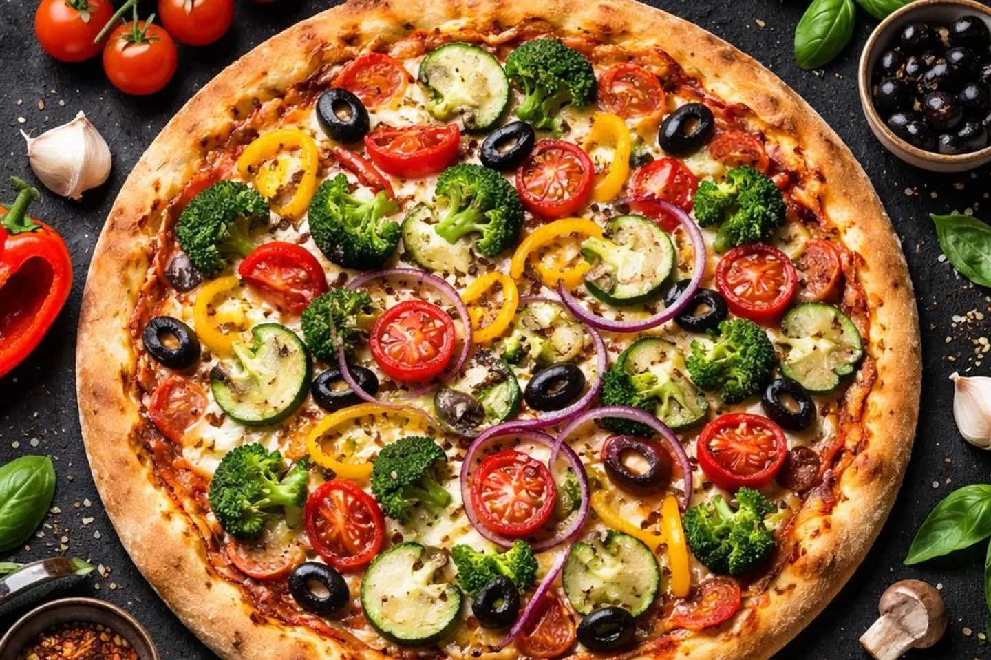 بيتزا الخضروات - وسط