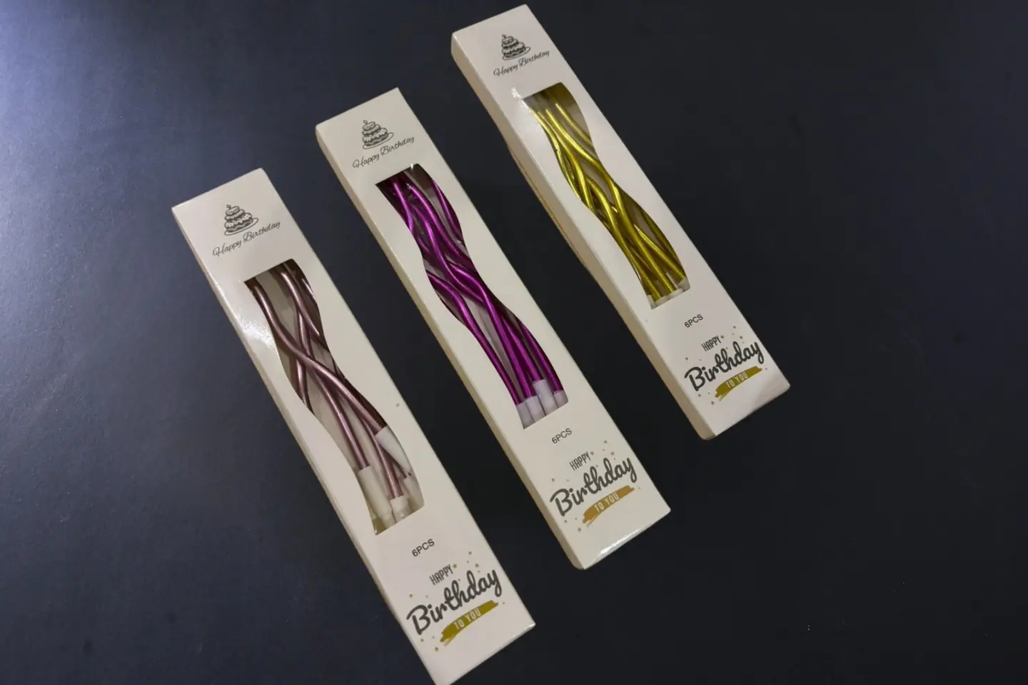 علبة شموع شمعة ميلاد - وردي