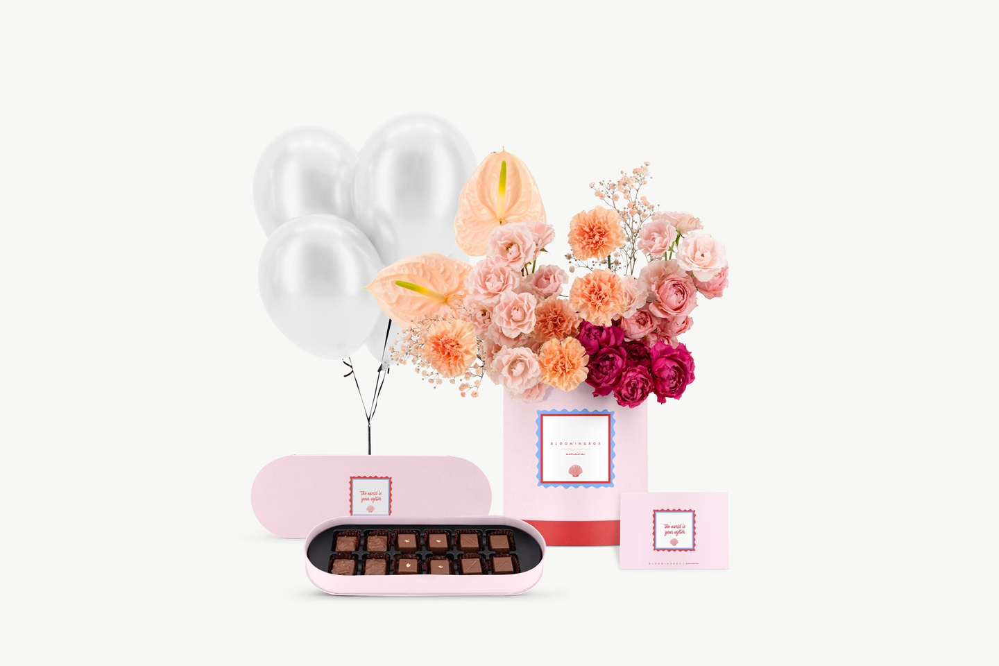 تنسيق زهور و مجموعة حلويات - وردي