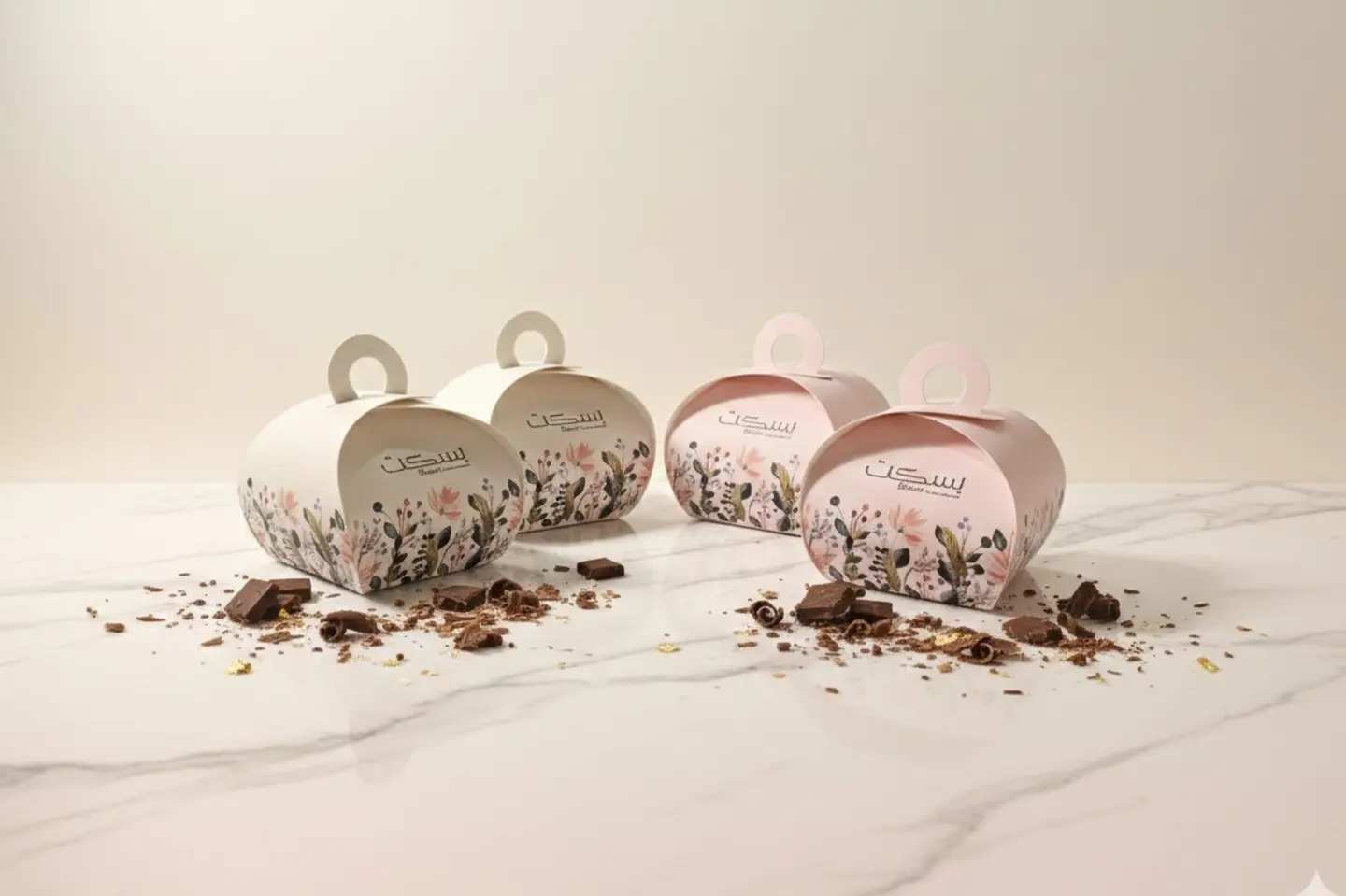 توزيعات - خمس علب بسكويت مغطى بالشوكولاتة