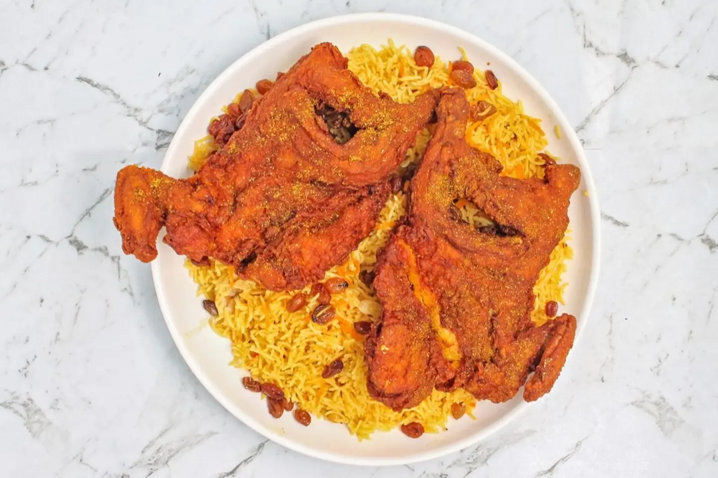 دجاج مقلي مع الرز - نص حبة دجاج