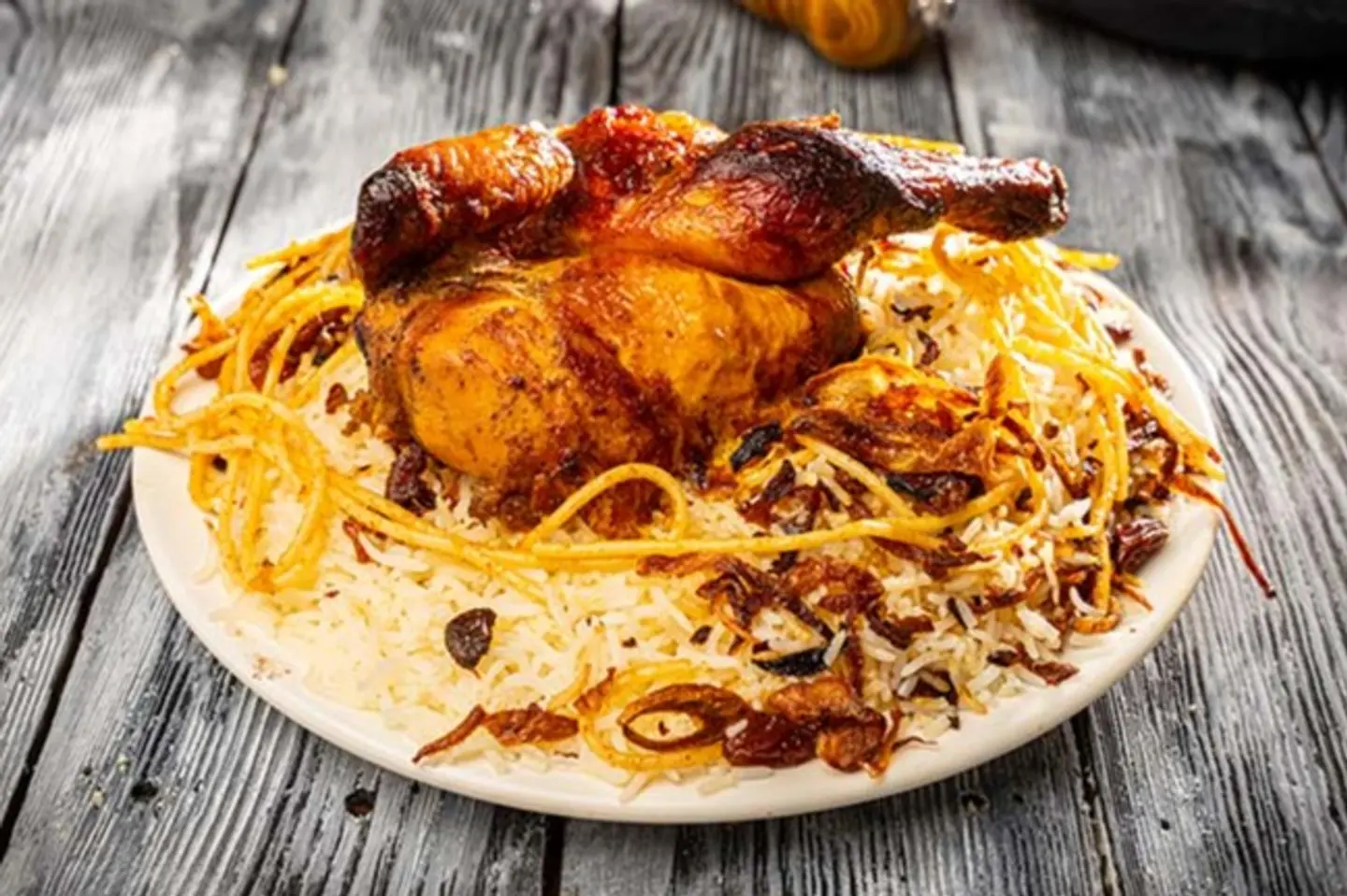 Half Grilled Chicken On The Grill - Pashto Rice