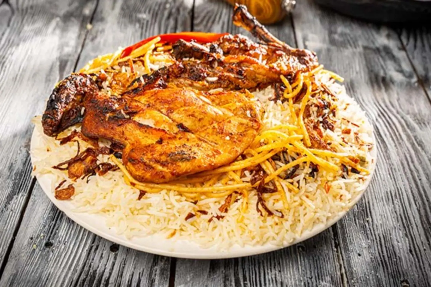 Half Chicken Grilled Over Charcoal - Pashto Rice