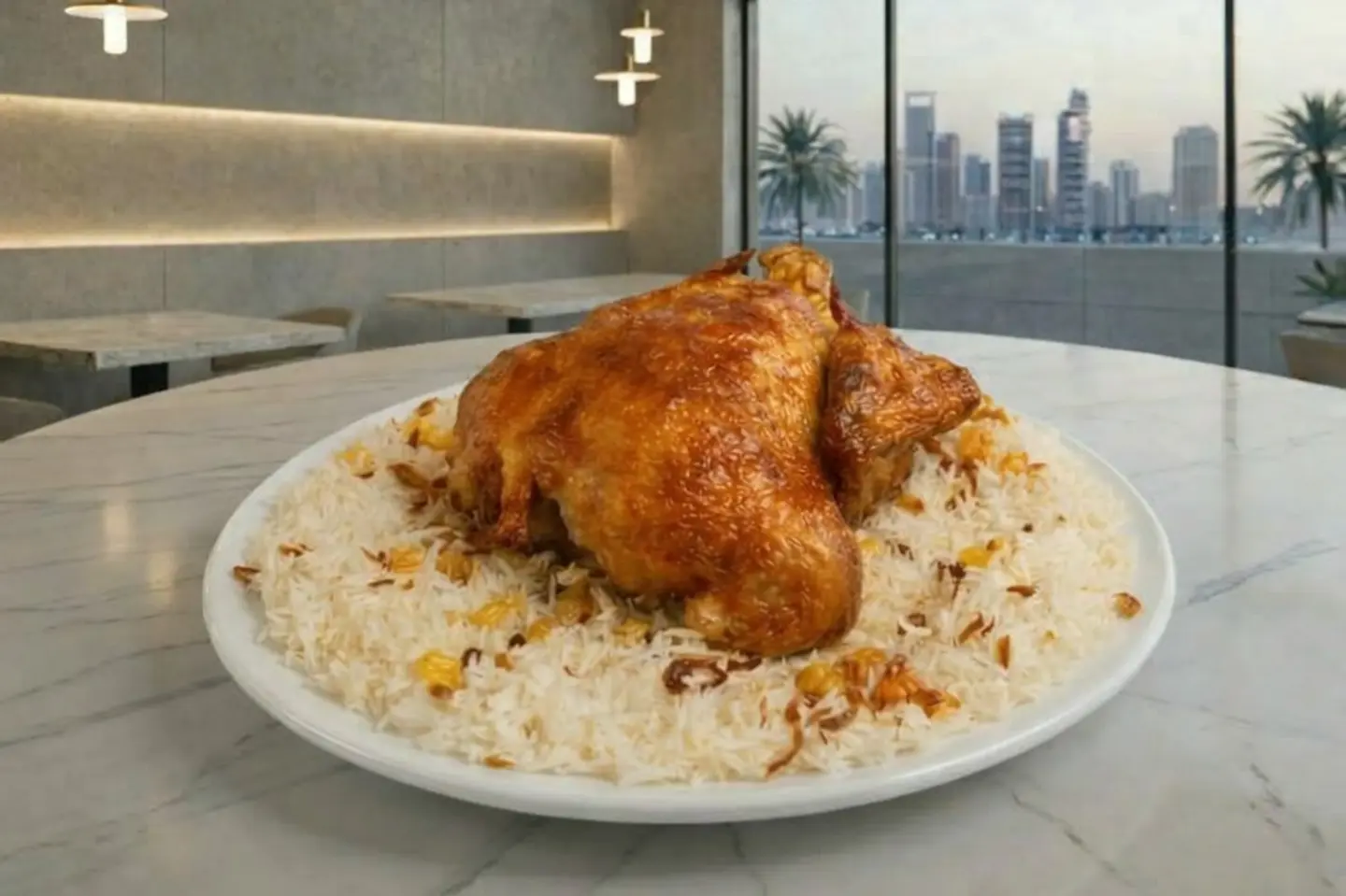 دجاج شواية مع الرز - نص حبة دجاج