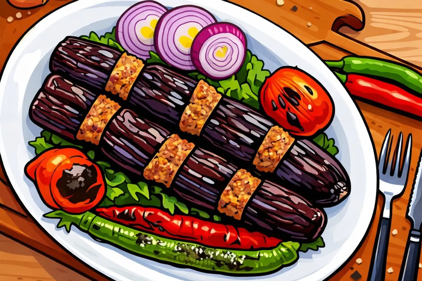 Meat Eggplant Kebab - Half A Kilo