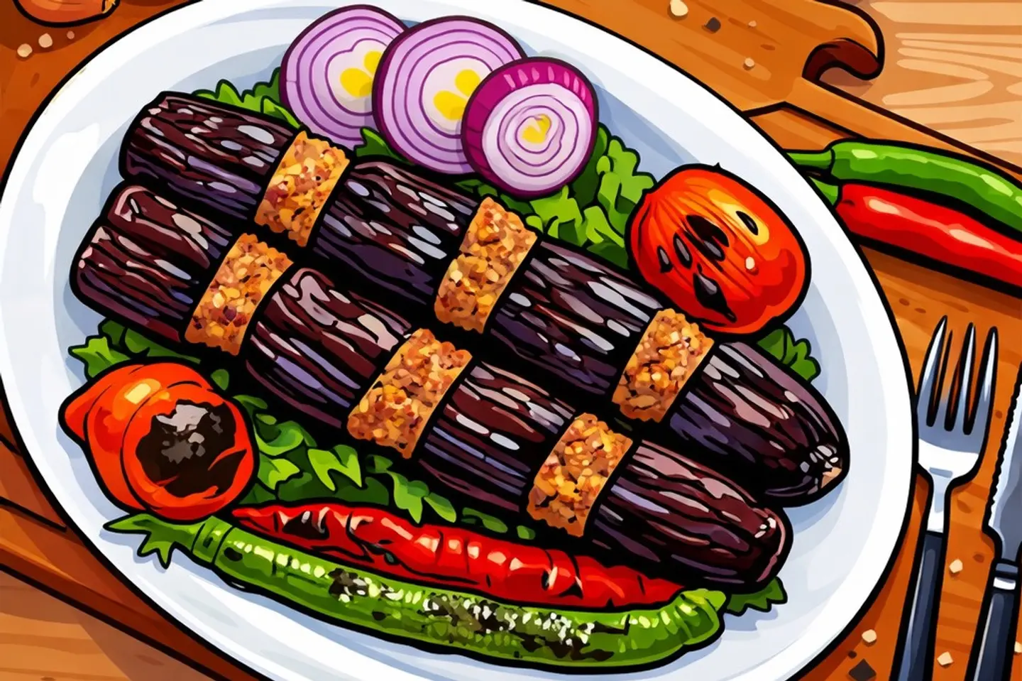 Kebab With Eggplant Chicken - Half A Kilo