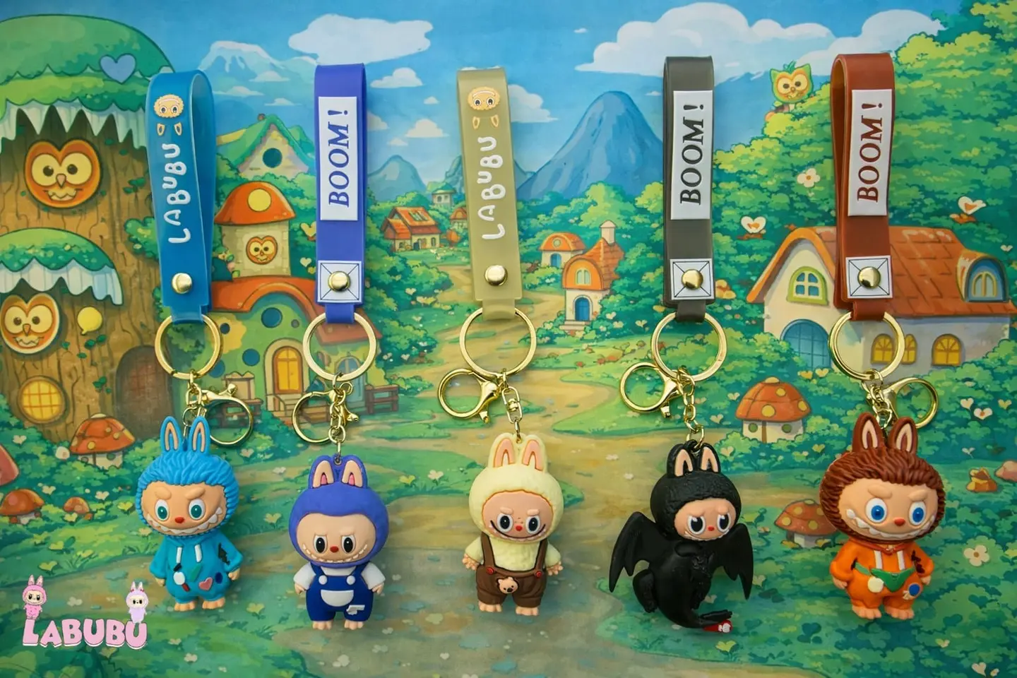 Small Labubu Doll Keychain (A) - Yellow