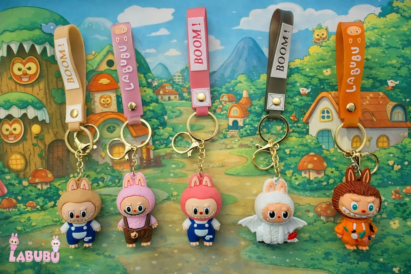 Small Labubu Doll Keychain (B) - Light Pink