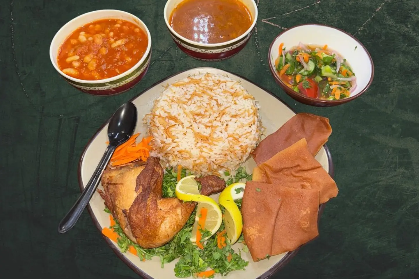 Roasted Chicken With Rice And Vegetables - Half