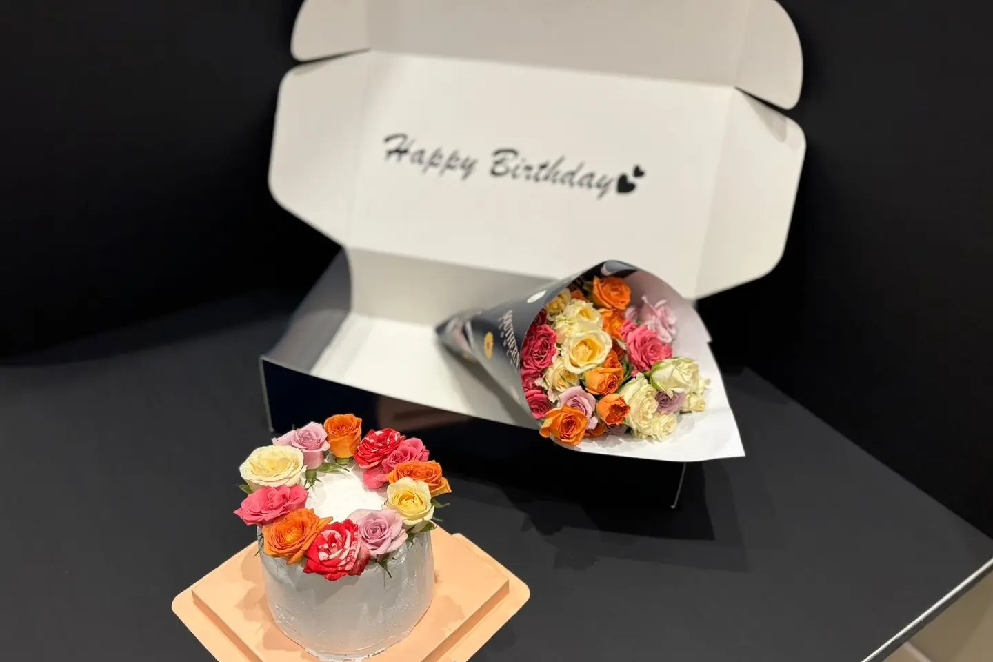 Flower Box With Birthday Cake - Box No Writing