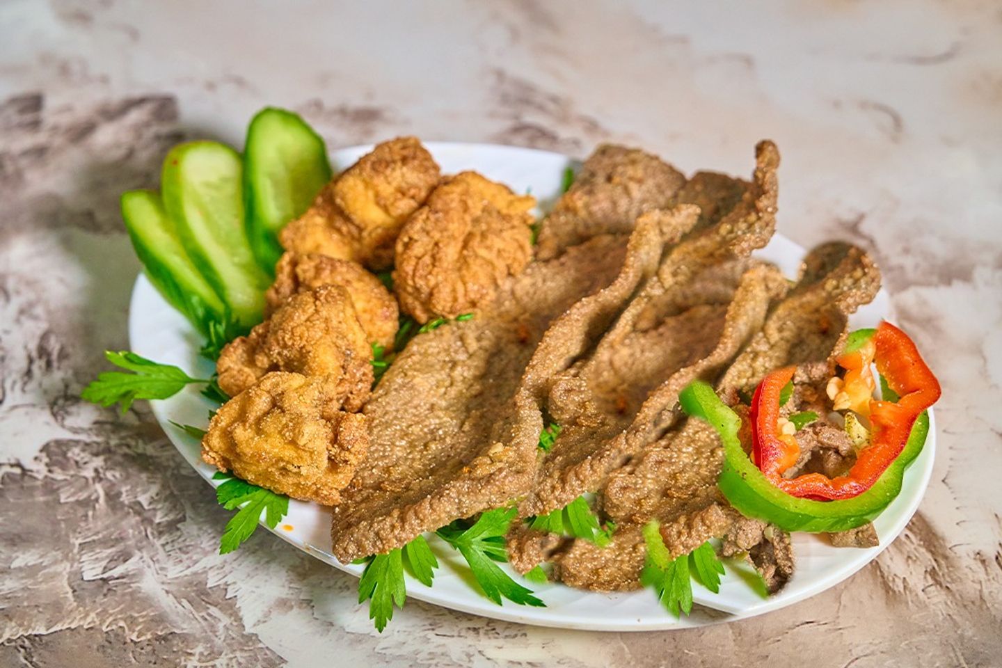 ميكس مخ وكبدة بانيه - طبق