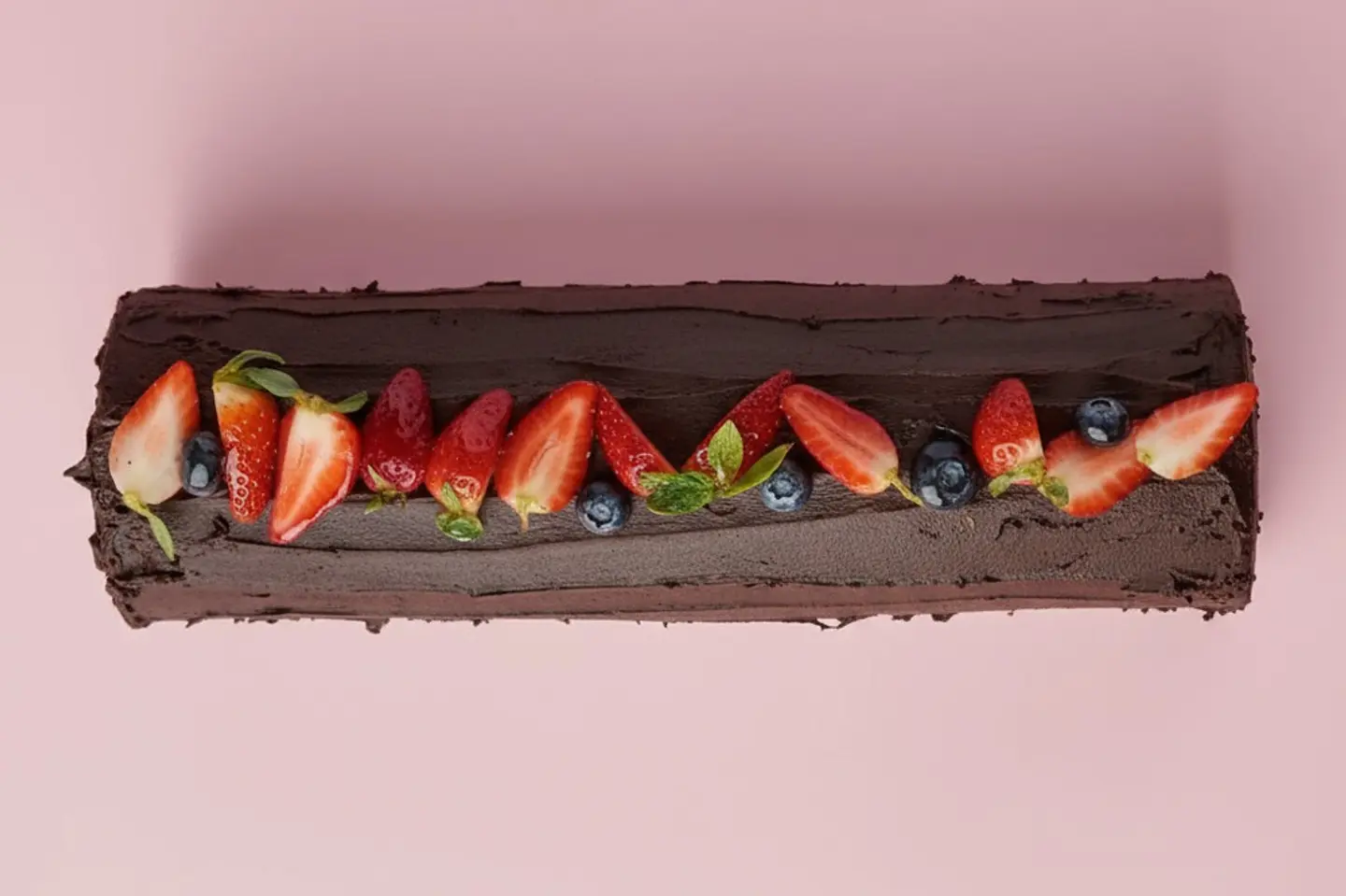 Rose Berry Belgian Chocolate Roll Cake - Whole Cake