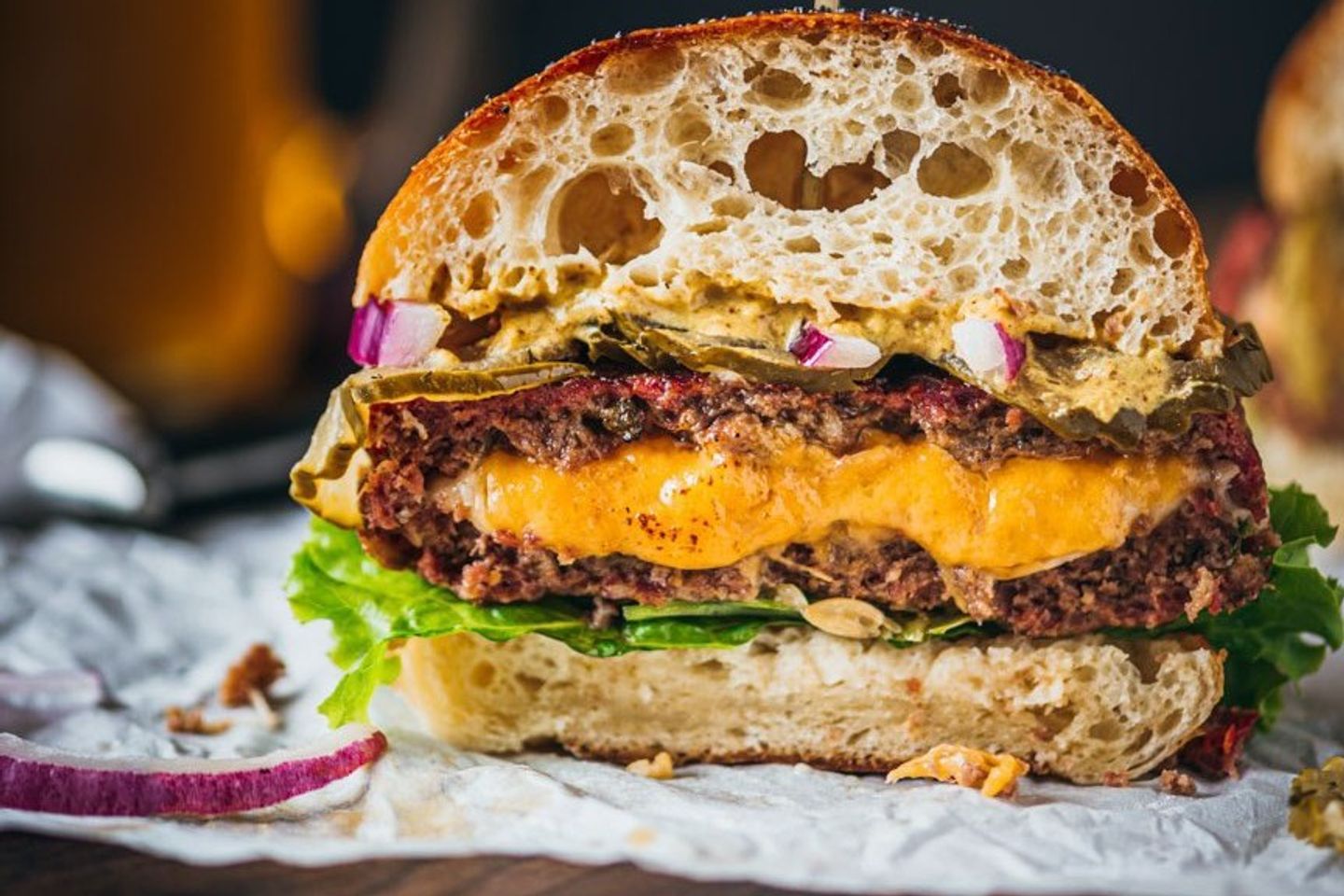 Burger Meat Stuffed With Cheese - Sandwich