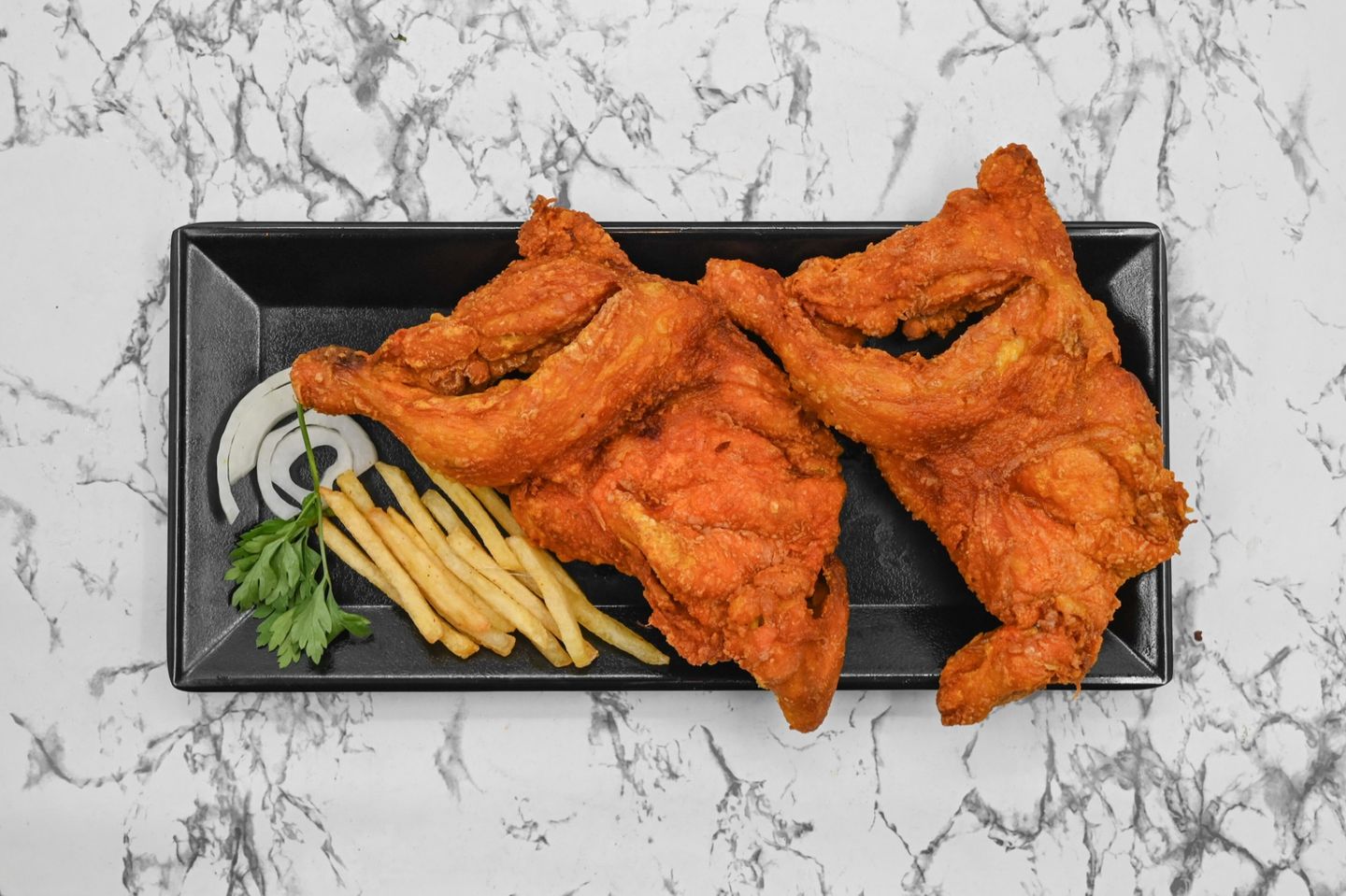 دجاج مقلي مع الارز - نص دجاجة