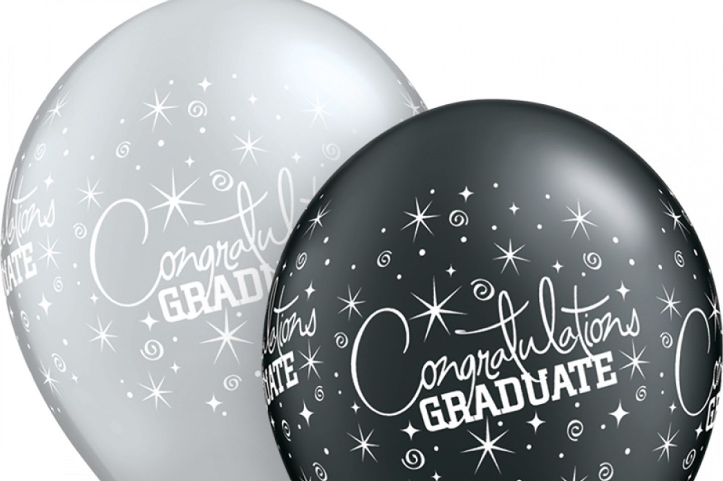 Helium Balloons Printed Black ' Silver Grad - Black
