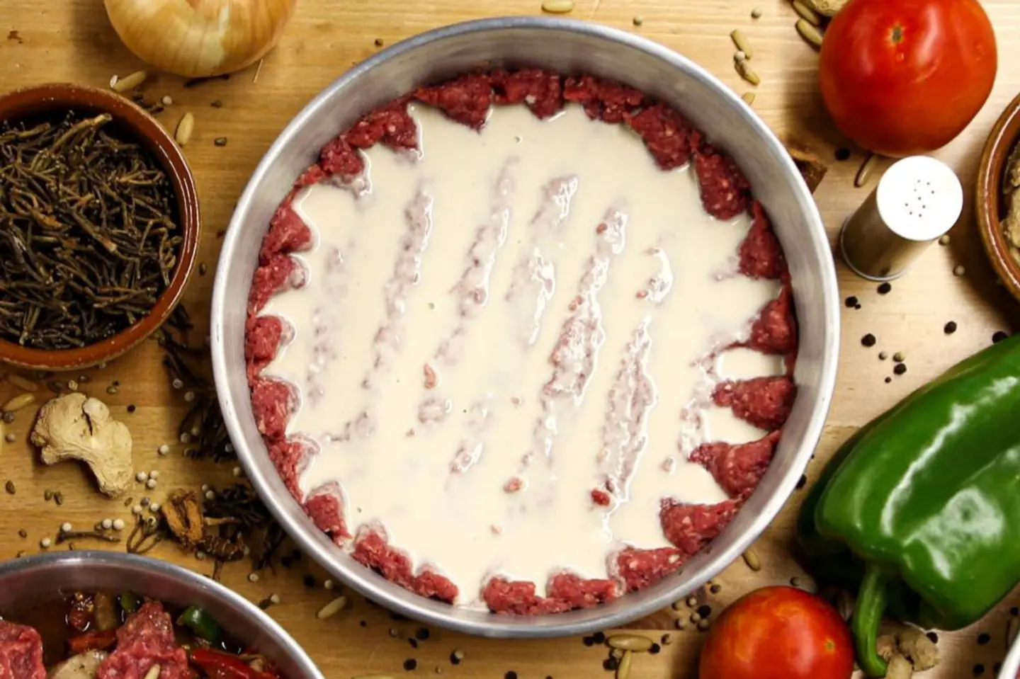 كفته بالفرن لحمة بالصينيه مع الطحينية - نفر