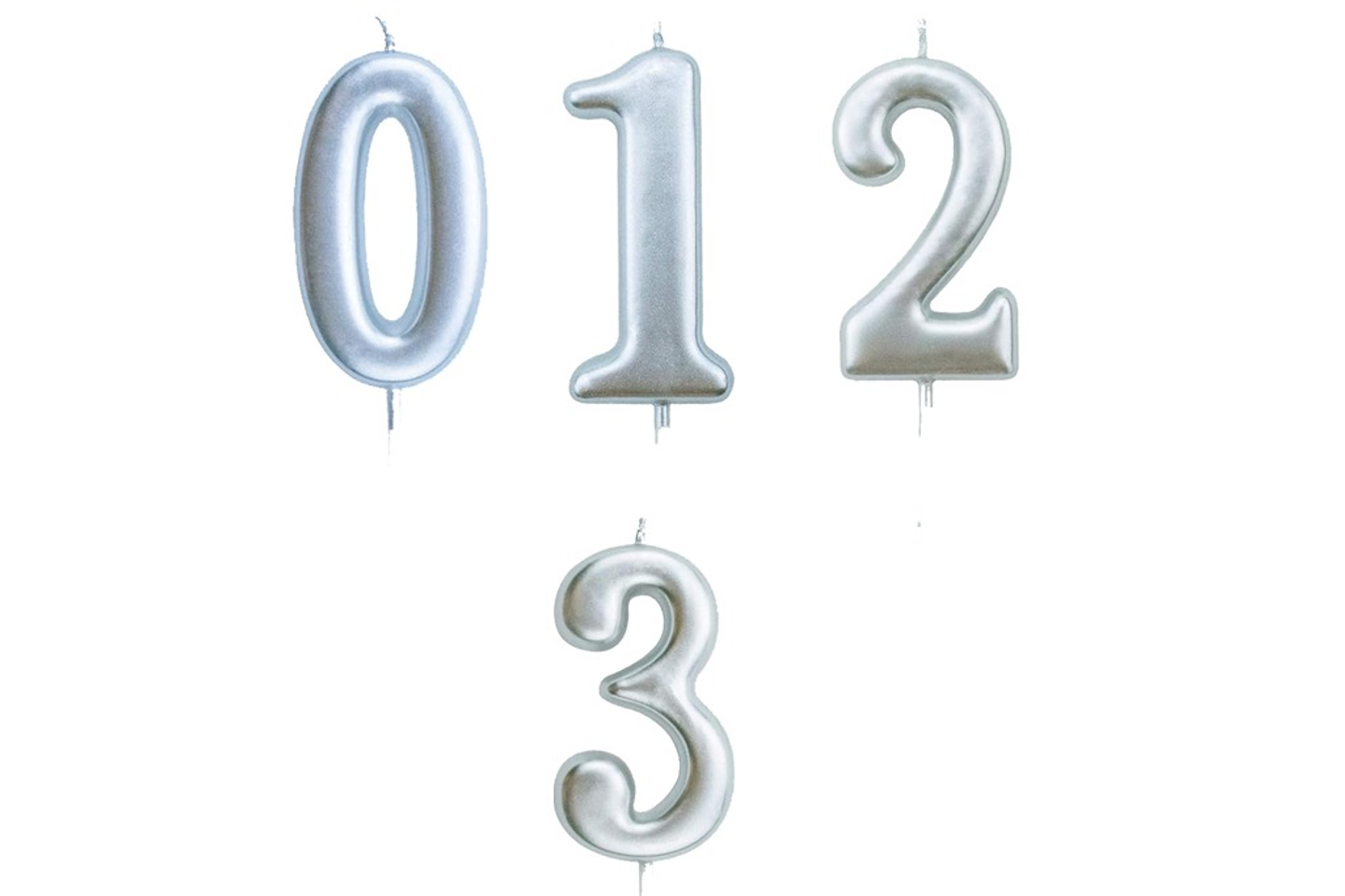 Silver Number Candles - Number 0