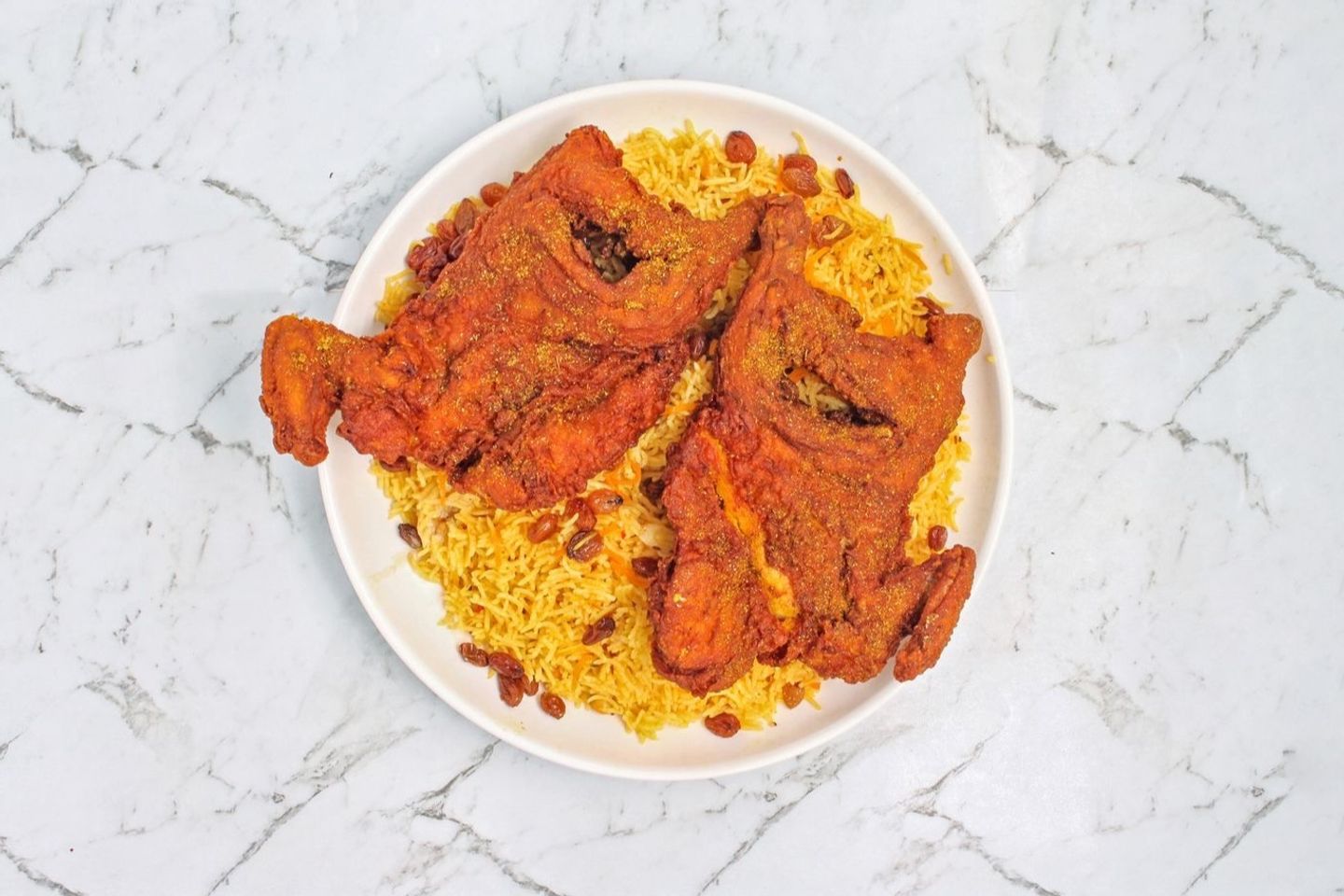 دجاج مقلي مع الرز  - نص حبة دجاج