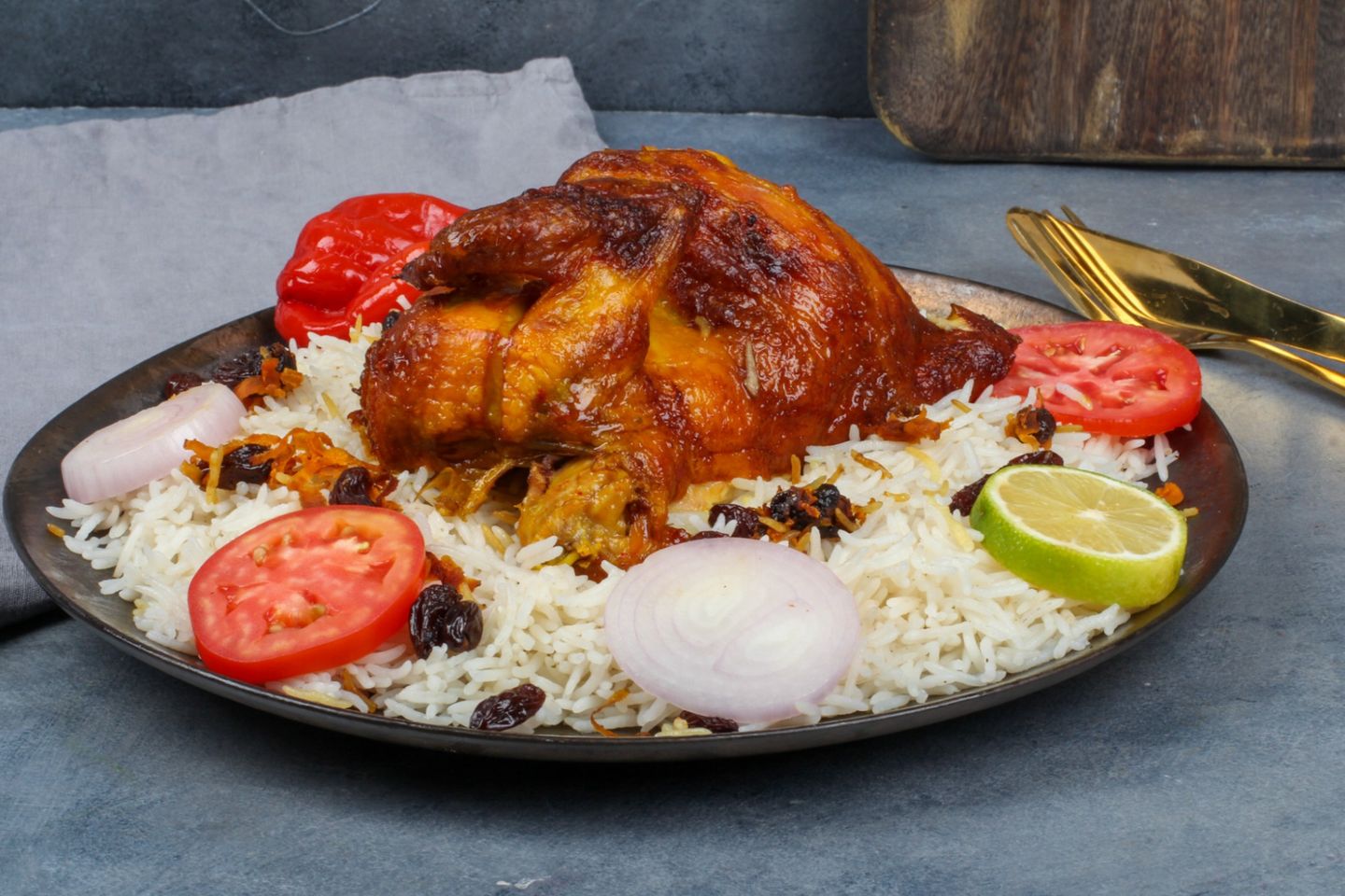 Grilled Chicken With Biryani Rice - Half A Chicken