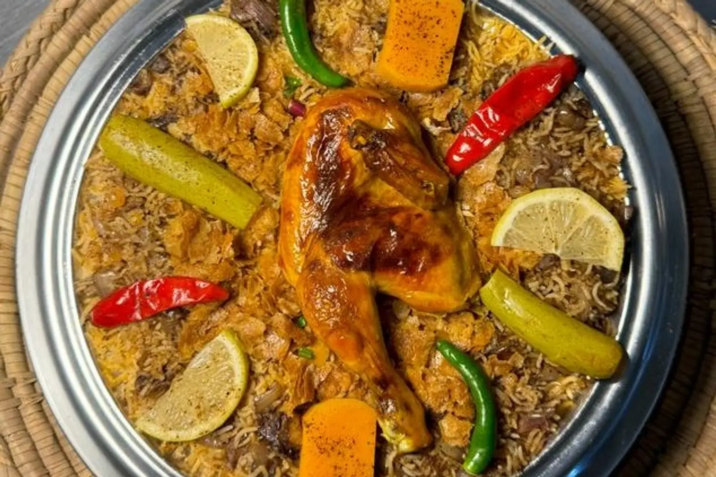 نصف  دجاجه  فرن مع الارز  - بشاور